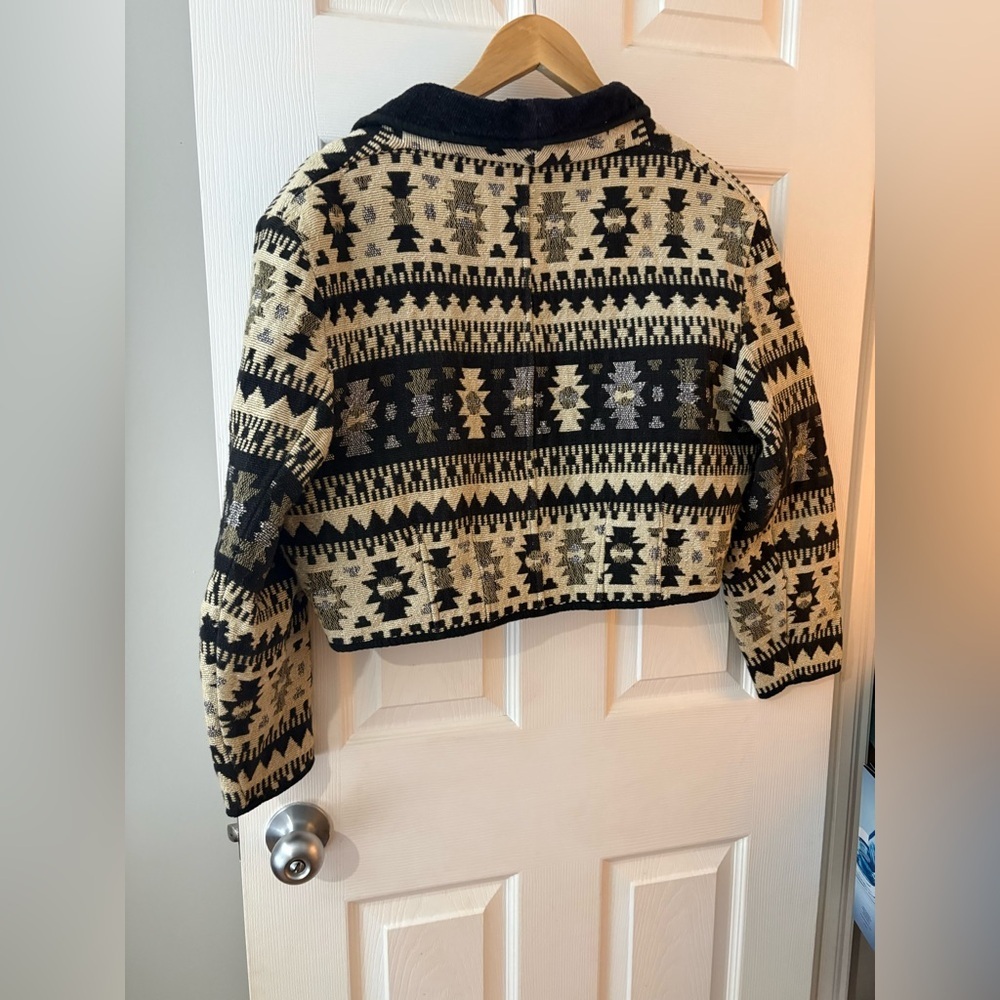 New Identity size 1X tapestry western Aztec cropped jacket - Picture 6 of 11